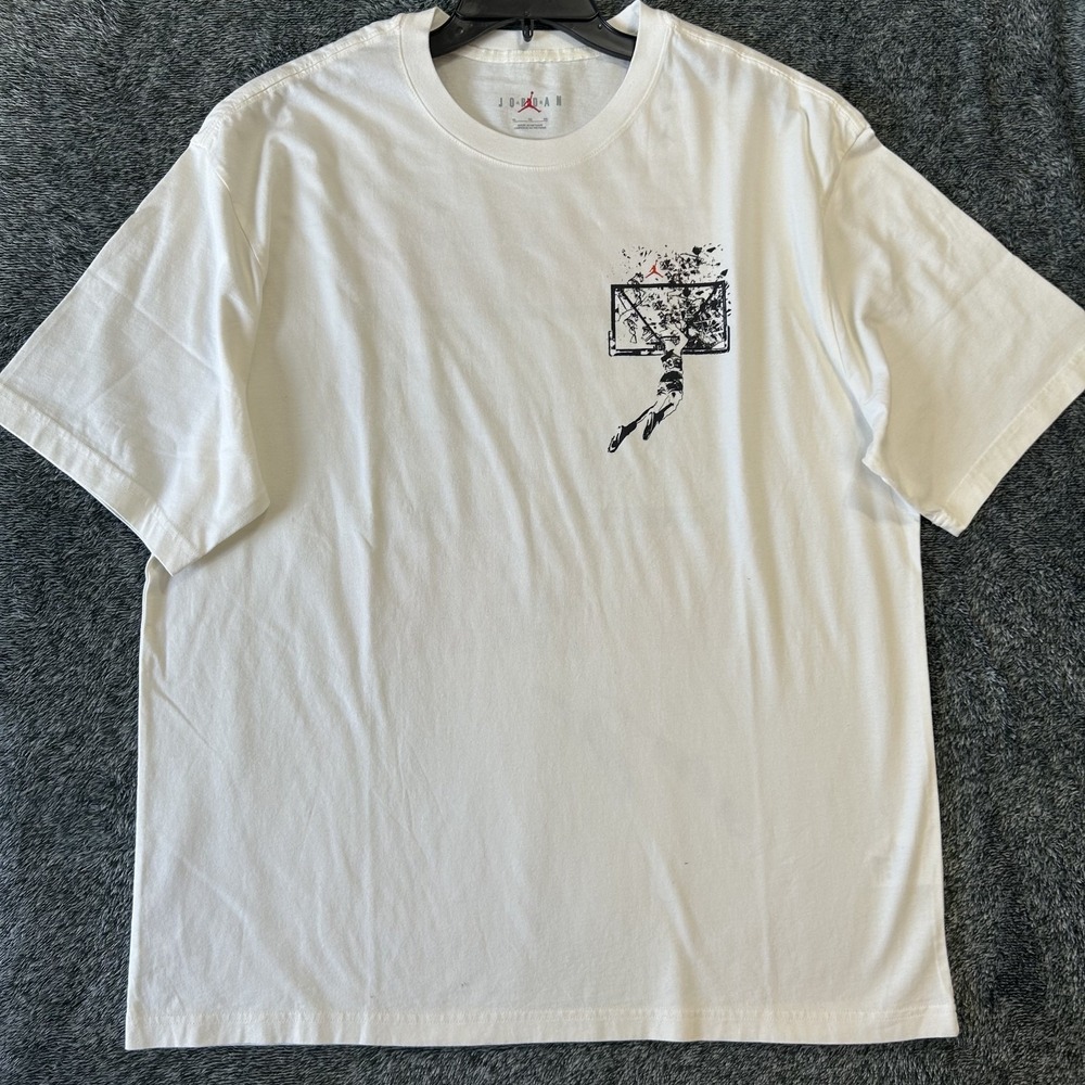Jordan Mens Size XL White Brooklyn Oversized Shattered Backboard Shirt